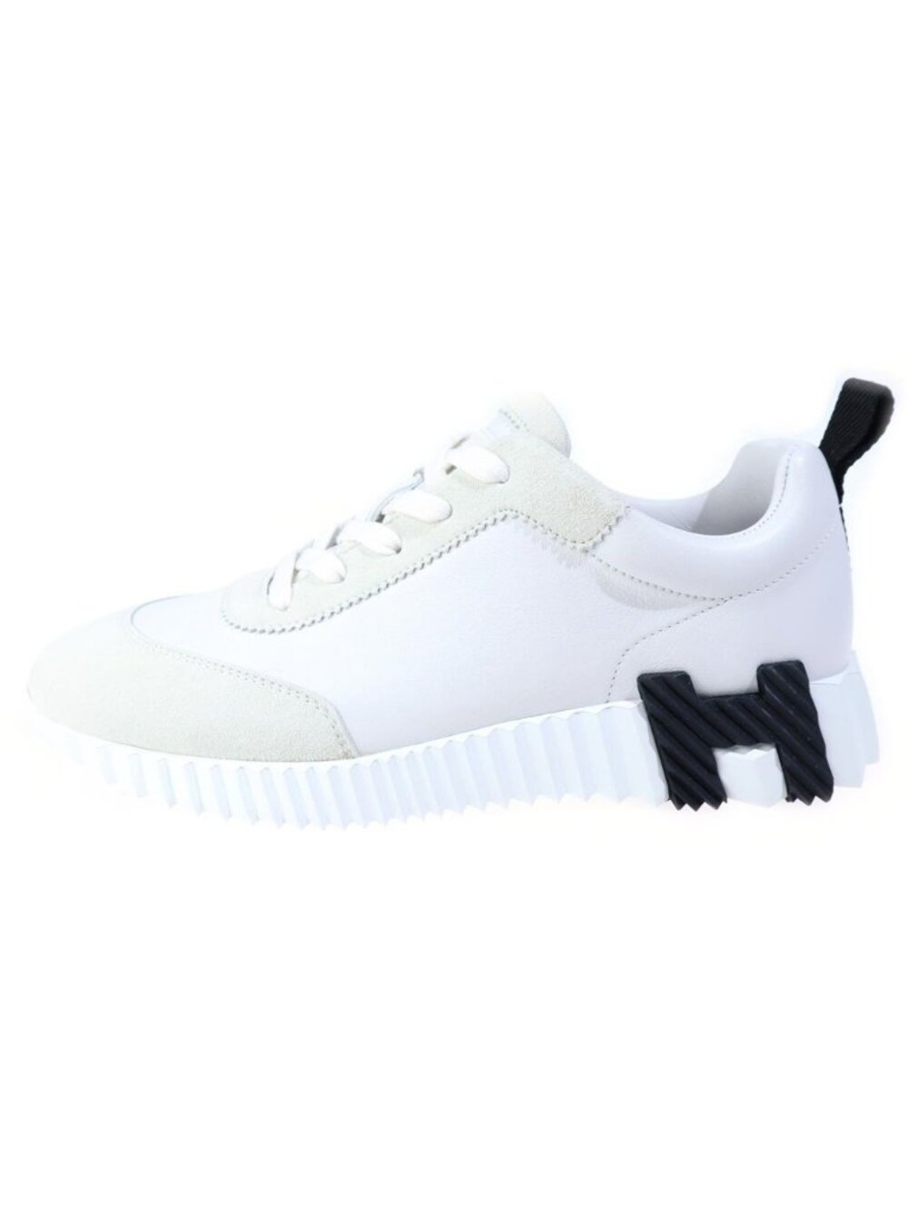Hermes Bouncing Calfskin Chevre Velours Low-Top Sneakers White